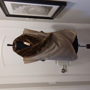 Faux Suede  Faux Fur Wrap Vest